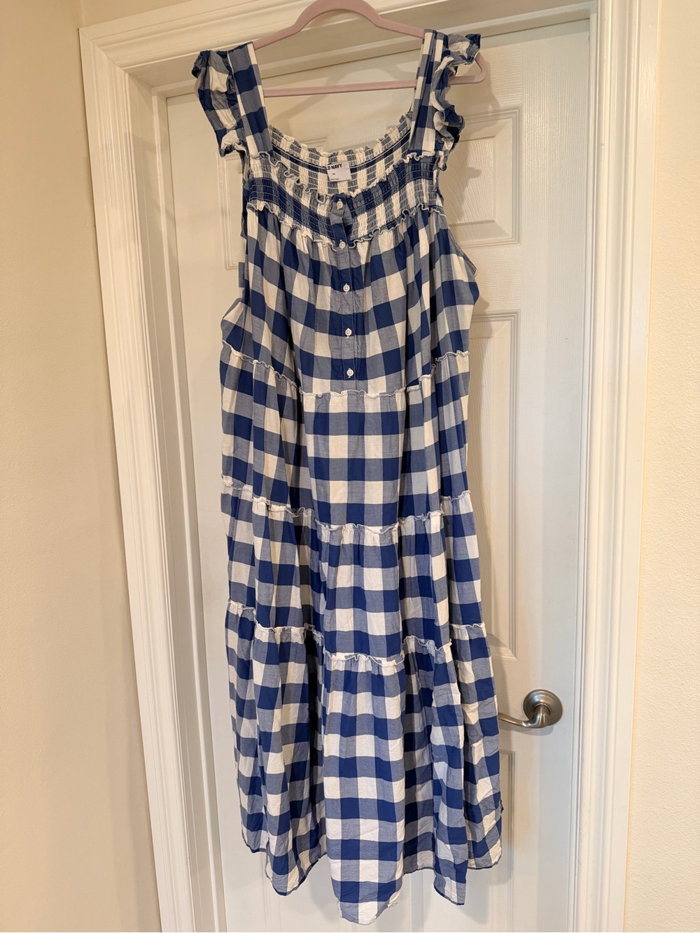 Old Navy Blue and White Gingham Maxi Dress